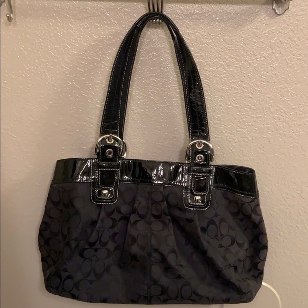 Coach signature pleated tote- gently used